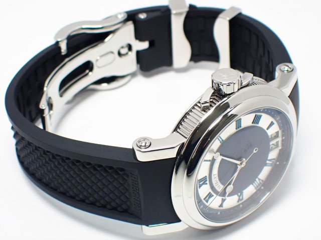 ブレゲ マリーンⅡ ラージデイト ブルー ラバーストラップ - 腕時計 