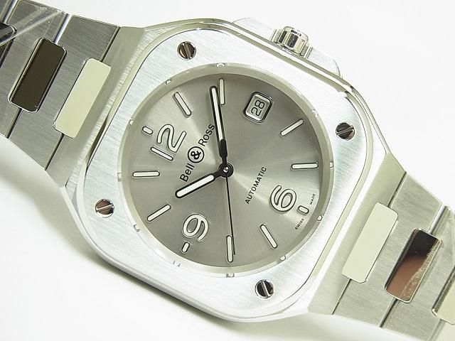 BELL＆ROSS ベル&ロス BR05用ステンレススティールブレスレット ベル＆ロス BR05 グレースティール ブレスレット＆ラバー 国内