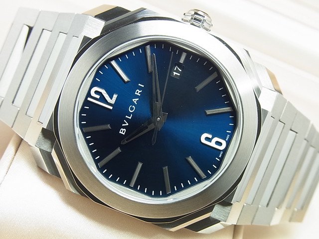 ブルガリ BVLGARI オクト 裏スケ  38mm ブルー メンズ  腕時計