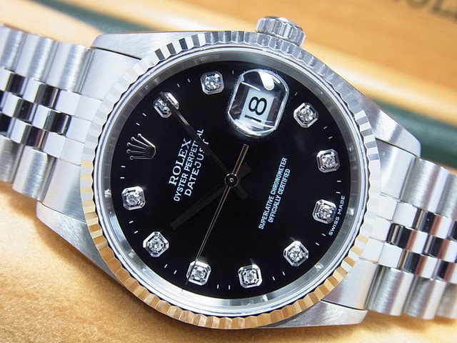 ロレックス ROLEX 16234G T番(1997年頃製造) ブラック /ダイヤモンド メンズ 腕時計