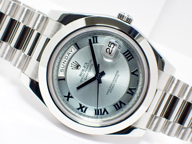 ロレックス デイデイト アイスブルーローマ PT 218206 V番 - 腕時計