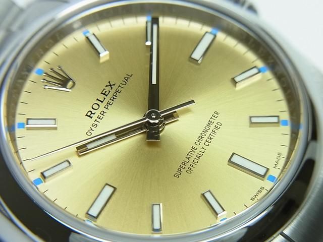 ロレックス 114200 オイスターパーペチュアル34 シャンパン文字盤