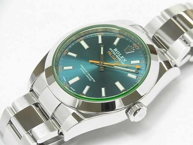 ロレックス ミルガウス グリーンガラス Zブルー 116400GV 正規品