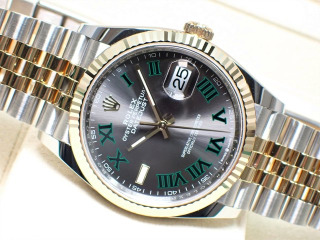 ロレックス デイトジャスト36・コンビ SS＆YG グレーグリーンローマン 未使用品 - 腕時計専門店THE-TICKEN(ティッケン)  オンラインショップ