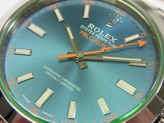 ロレックス ミルガウス グリーンガラス Z ブルー Ref.116400GV