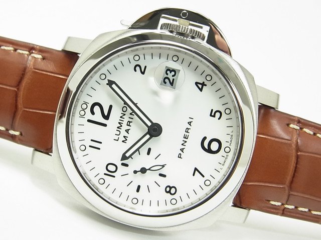 パネライ ルミノールマリーナ 40MM ホワイト 革 PAM00049 H番 - 腕時計 
