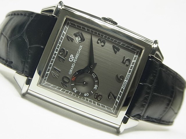 再販開始 ヴィンテージ1945 グレー文字盤 革ベルト仕様 25835 【中古】ジラール?ペルゴ（GIRARD-PERREGAUX) メンズ腕時計