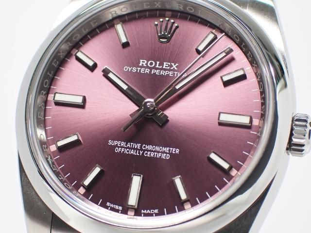 ロレックス オイスターパーペチュアル34 レッドグレープ Ref