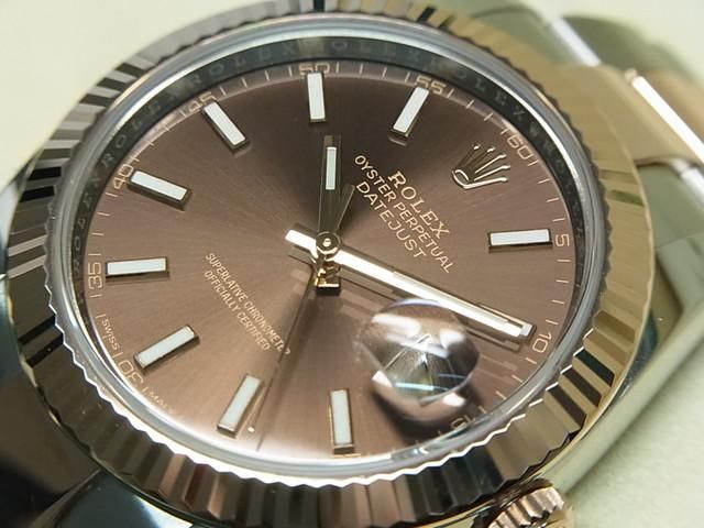 ロレックス デイトジャスト 41 SS×エバーRGコンビ ブラウン文字盤