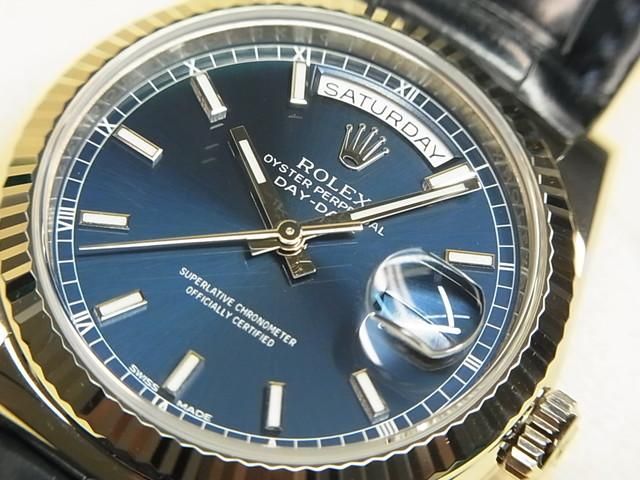 ロレックス デイデイト 36MM 18KWG ブルーダイヤル 118139