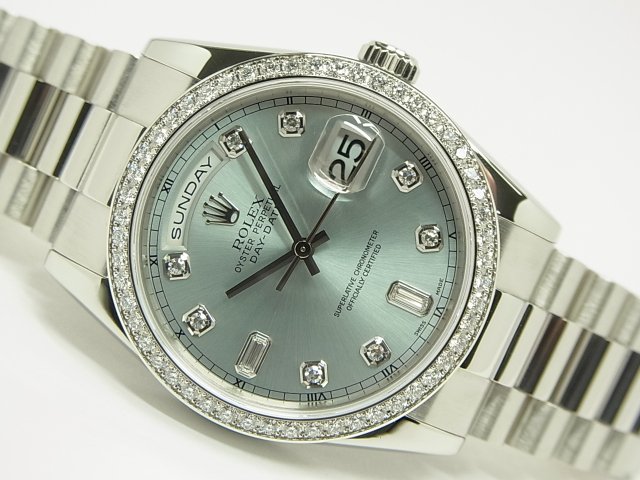 ロレックス デイ・デイト 118346A アイスブルー 10Pダイヤ K番 - 腕時計専門店THE-TICKEN(ティッケン) オンラインショップ
