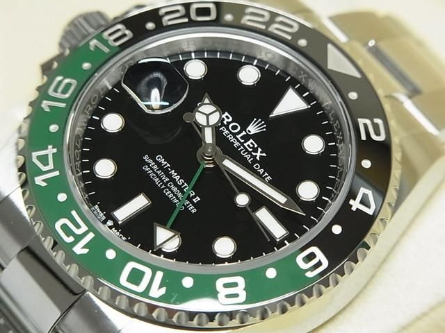【新品・送料無料】 GMT自動巻 レフティ グリーン×ブラックベゼルメンズ腕時計 ロレックス GMTマスターII レフティー グリーン/ブラックベゼル