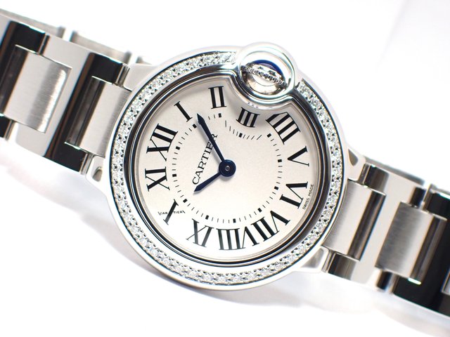 カルティエ バロンブルー・ベゼルダイヤ 28MM W4BB0015 - 腕時計専門店 