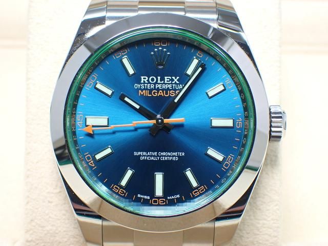 ロレックス ミルガウス グリーンガラス Zブルー Ref.116400GV