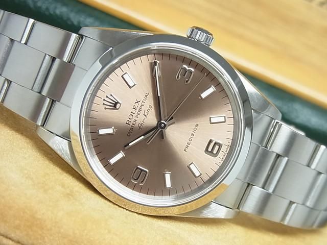 ROLEX エアキング 自動巻き SS ピンク文字盤 A番 14000