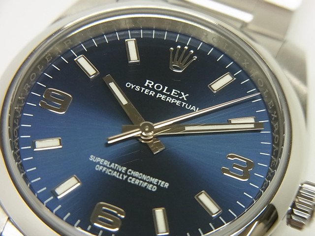 ロレックス オイスターパーペチュアル34 ブルー文字盤 114200 - 腕時計 