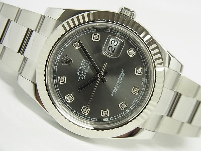 ロレックス　デイトジャストII　グレー文字盤10Pダイヤ　116334G　ランダム - 腕時計専門店THE-TICKEN(ティッケン)  オンラインショップ