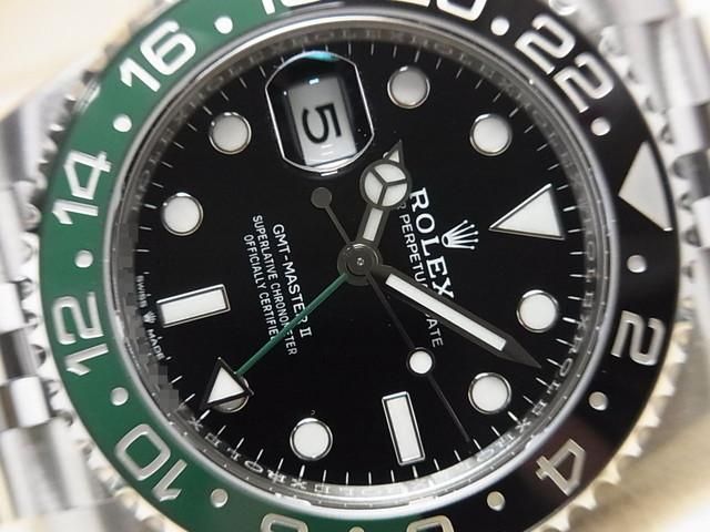 【新品・送料無料】 GMT自動巻　レフティ　グリーン×ブラックベゼルメンズ腕時計 ロレックス GMTマスターII レフティー グリーン/ブラックベゼル