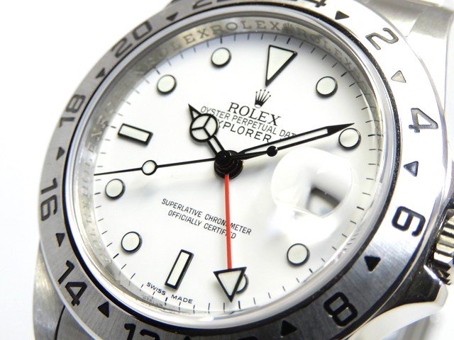 ロレックス エクスプローラーⅡ ホワイト文字盤 Ref.16570 V番 ブラック文字盤付き - 腕時計専門店THE-TICKEN(ティッケン)  オンラインショップ