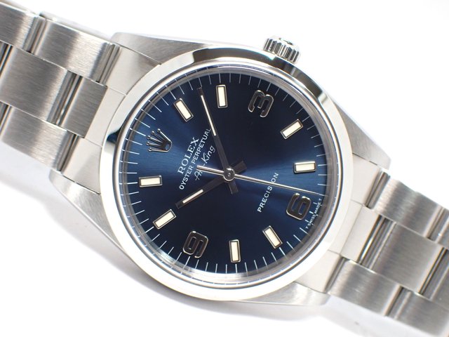 ロレックス エアキング ブルー文字盤 3・6・9 14000 U番 - 腕時計専門 