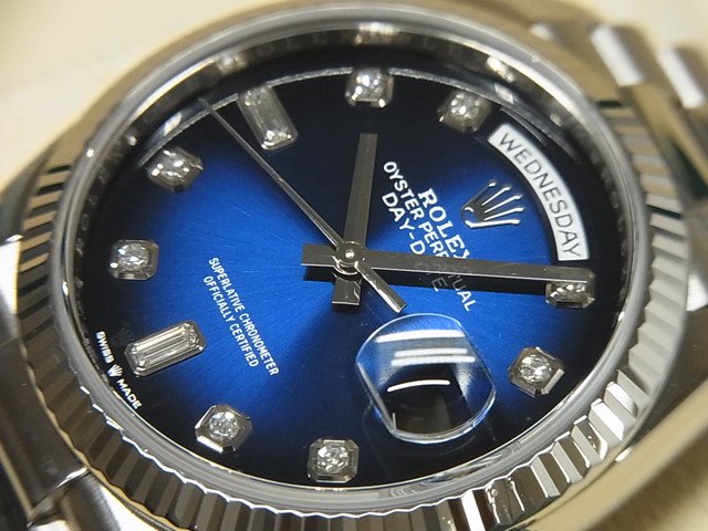 ロレックス デイデイト 36 18KWG ブルーオンブレ 128239A - 腕時計専門 