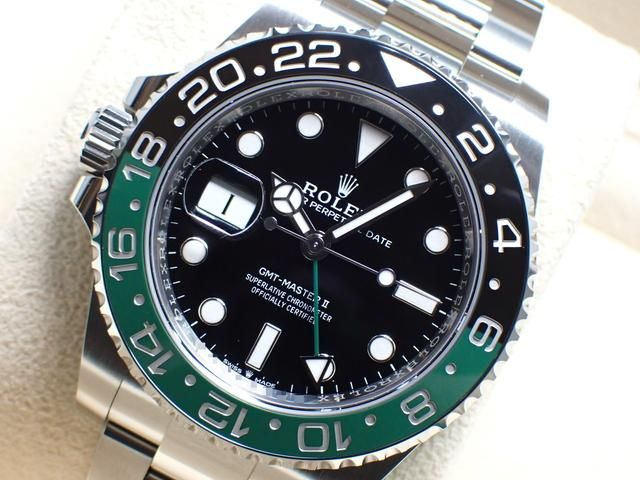 リプロダクト品　新品未使用 希少品 ROLEX gmtマスター　グリーンブラック ロレックス GMTマスターII レフティー グリーン/ブラックベゼル