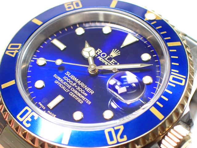 ロレックス　サブマリーナ・デイト　SS×YGコンビ　ブルー　16613　A番 - 腕時計専門店THE-TICKEN(ティッケン) オンラインショップ