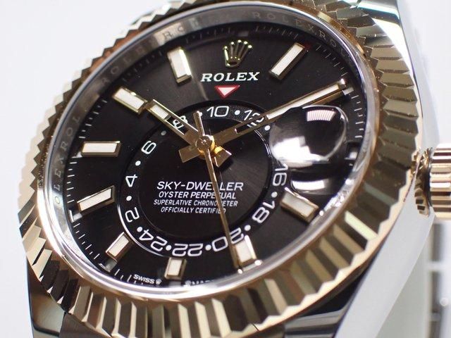 ロレックス スカイドゥエラー 18KYGコンビ ブラック ジュビリーブレス