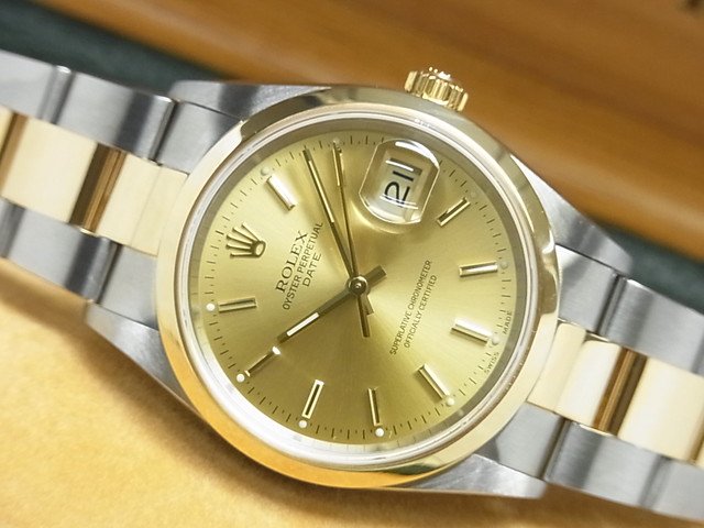 ロレックス　オイスターパーペチュアル・デイト　34MM　コンビ　Ref.15203 - 腕時計専門店THE-TICKEN(ティッケン)  オンラインショップ