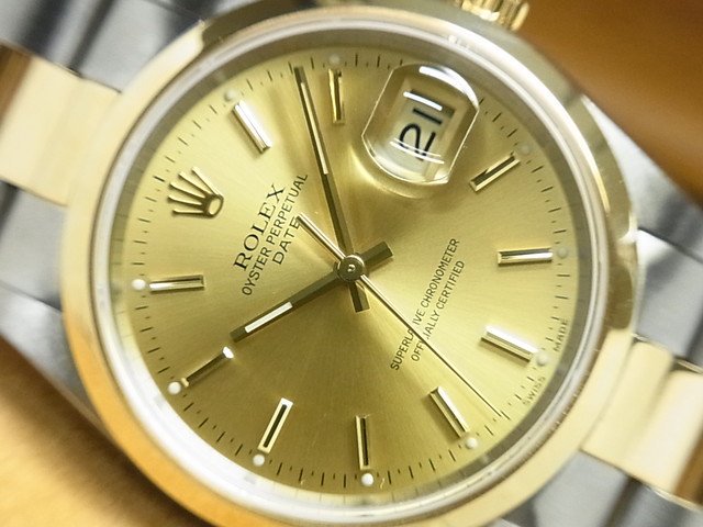 ロレックス　オイスターパーペチュアル・デイト　34MM　コンビ　Ref.15203 - 腕時計専門店THE-TICKEN(ティッケン)  オンラインショップ