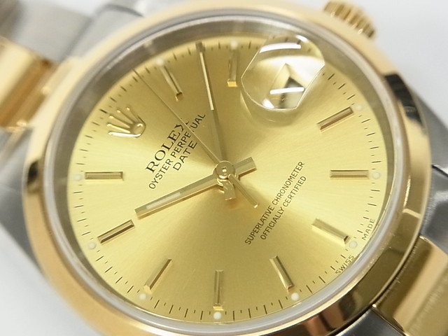 ロレックス オイスターパーペチュアル・デイト 34MM コンビ Ref.15203 - 腕時計専門店THE-TICKEN(ティッケン)  オンラインショップ