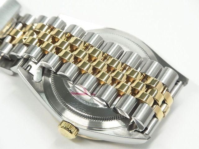 ロレックス デイトジャスト SS×YGコンビ アイボリーピラミッド