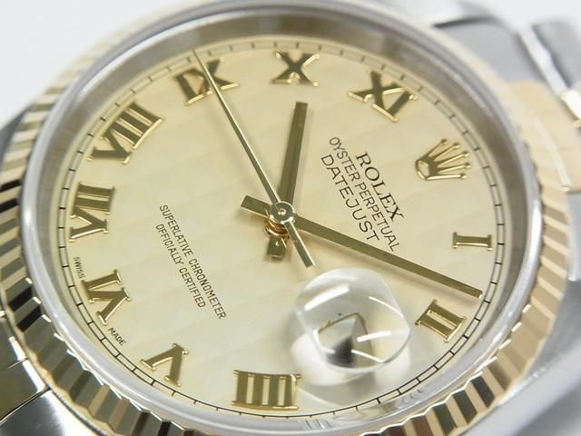ROLEX 16013 コンビジュビリーブレス デイトジャスト 16233 YG ロレックス デイトジャスト SS×YGコンビ アイボリーピラミッド