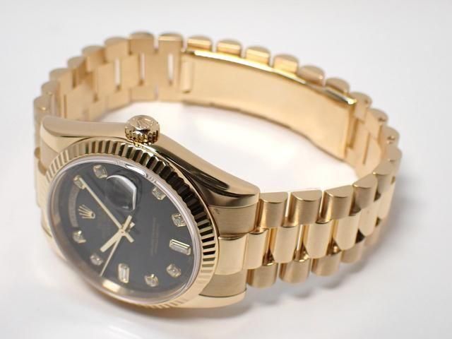 ロレックス デイデイト 36MM YG ブラック文字盤・インデックス