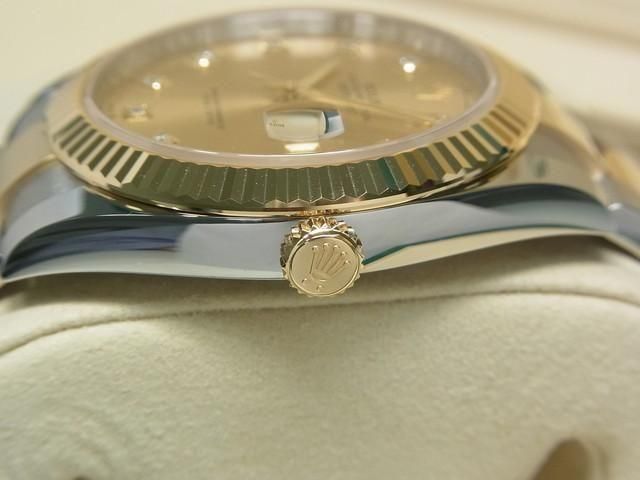 ロレックス デイトジャスト 41 SS×18KYGコンビ シャンパン10Pダイヤ