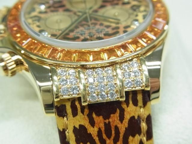 ヒョウ柄 ダイヤ ロレックス デイトナ レパード 18KYG 8Pダイヤインデックス