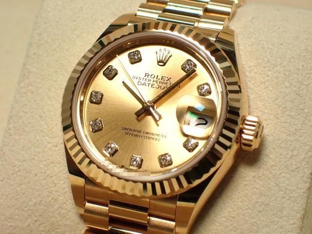 ロレックス デイトジャスト28 シャンパン文字盤 10Pダイヤ