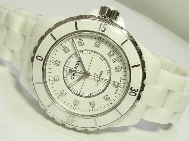 シャネル J12ホワイトセラミック 12Pダイヤ メンズ 正規品 - 腕時計 