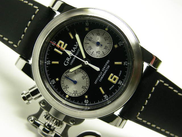 グラハム クロノファイター ブラック文字盤 革ベルト仕様 - 腕時計専門