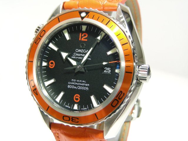 オメガ シーマス プラネットオーシャン45MM オレンジ革 - 腕時計専門店 