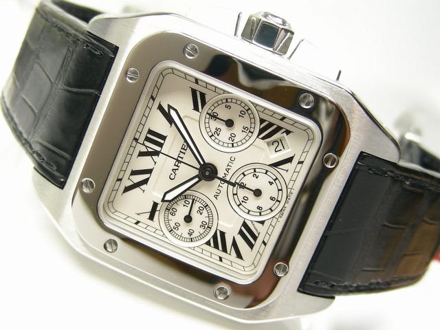 カルティエ サントス100・クロノグラフ 革ベルト - 腕時計専門店THE