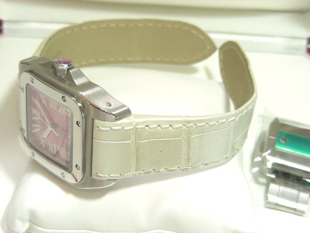 カルティエ サントス100 MMサイズ ピンク文字盤 限定 正規未使用品 - 腕時計専門店THE-TICKEN(ティッケン) オンラインショップ