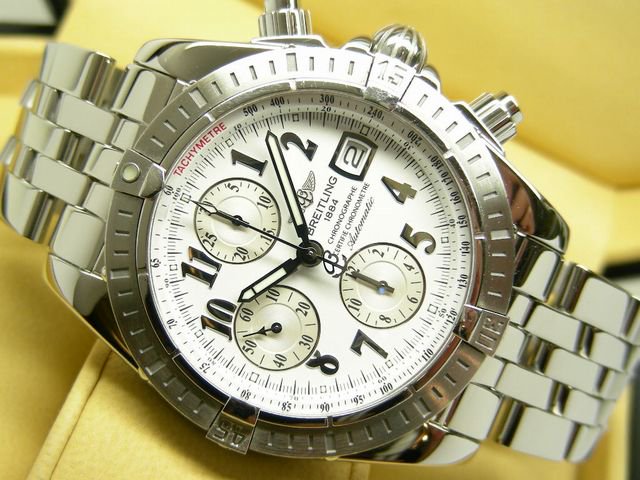 ブライトリング クロノマット・エボ 白アラビア ブレス仕様 - 腕時計 