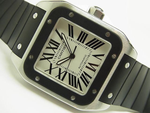 お気に入り】 〇Cartier サントス 100 LM 2656 革ベルト FZ8116 レザー