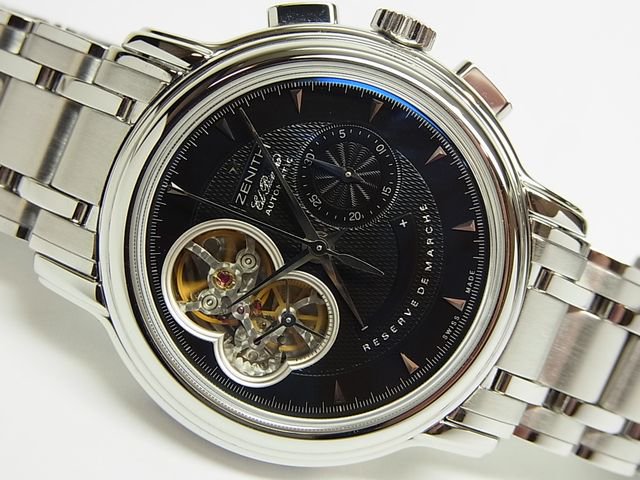 ゼニス クロノマスターTオープン ブラック ブレス＆革 正規 - 腕時計