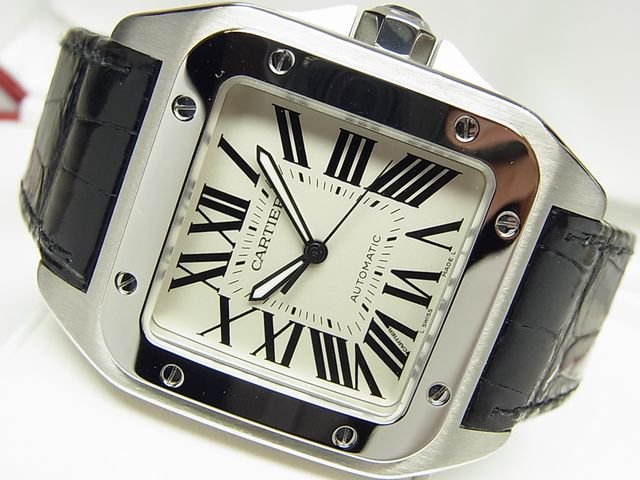 大きな取引 腕時計 Cartier サントス100 【対応】カルティエ 23mm 白 ホワイト ベルト 革 レザー 交換用 - 男性用 - hlt.no