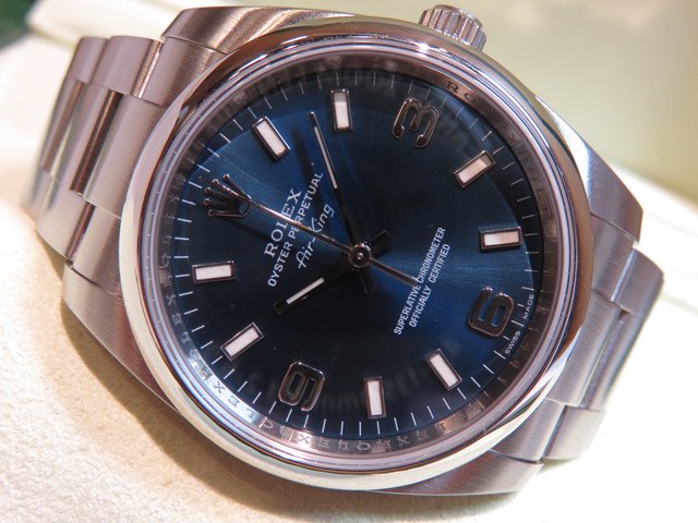 ロレックス エアキング 114200 ブルー３・６・９ Ｍ番 - 腕時計専門店 