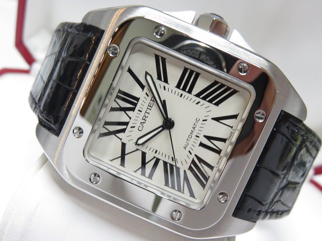カルティエ サントス100 SS LMサイズ 革ベルト - 腕時計専門店THE