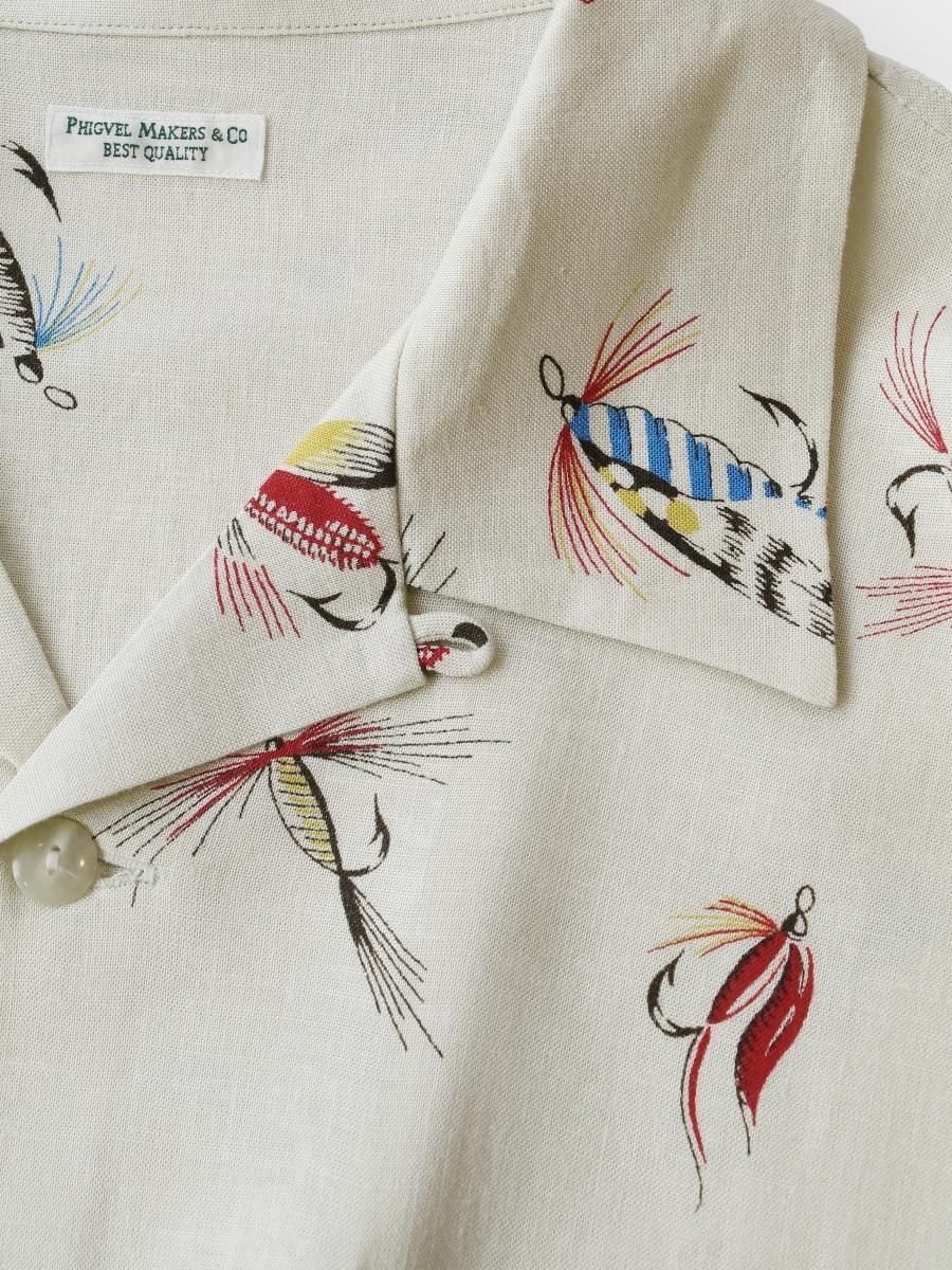 PHIGVEL - フィグベル / FLY PATTERN OPEN COLLAR LS SHIRT