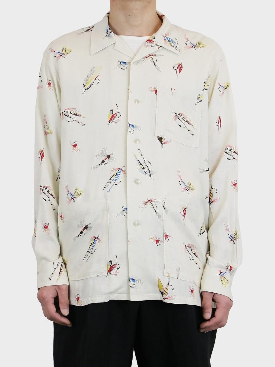 トップス PHIGVEL FLY PATTERN OPEN COLLAR SHIRT PHIGVEL - フィグベル / FLY PATTERN OPEN COLLAR LS SHIRT